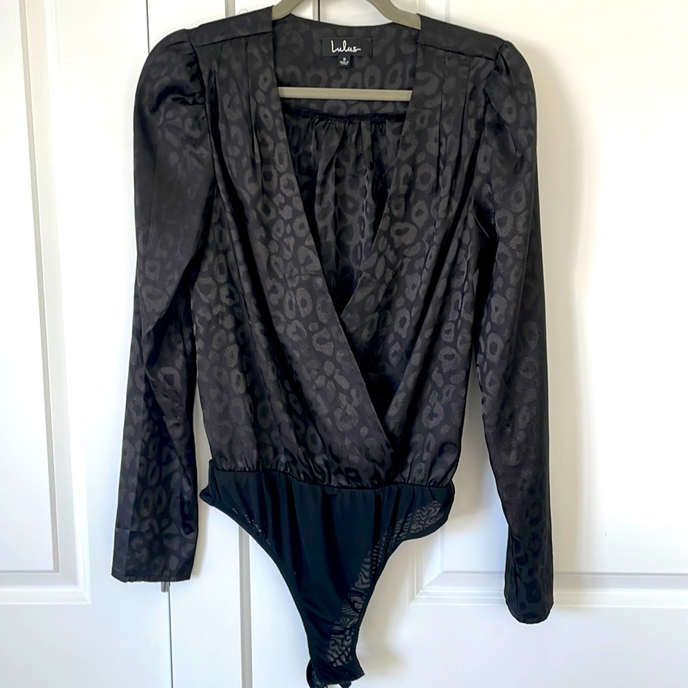 Black Leopard Bodysuit Satin.